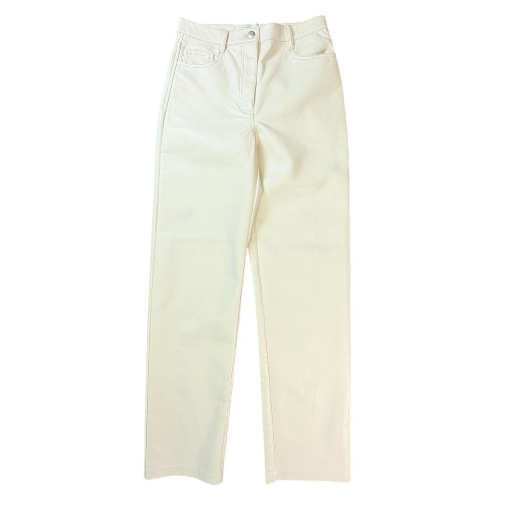 Wilfred The Melina Pants Women 6 Cream Vegan Leather High Rise Straight Leg
